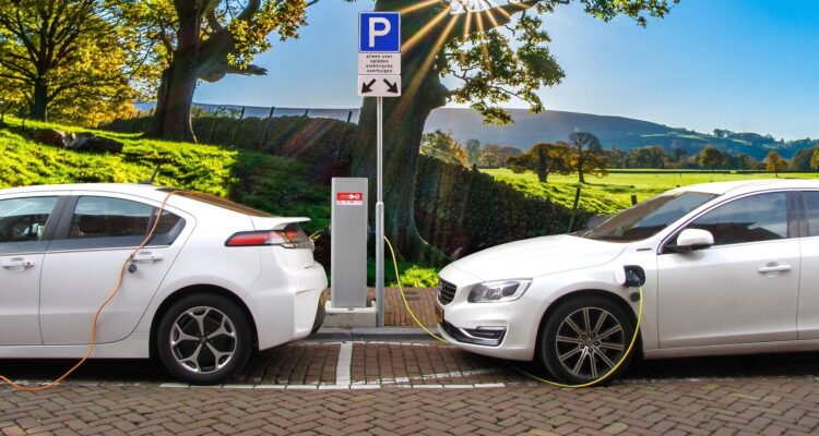 Electric cars on charge