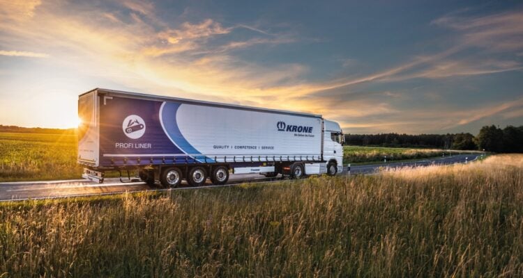 Krone trailer on the road