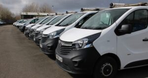 A row of white vans