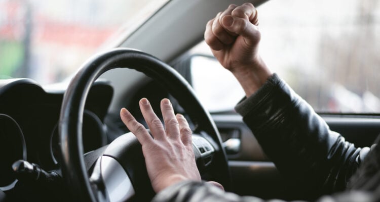 Driver exhibiting road rage