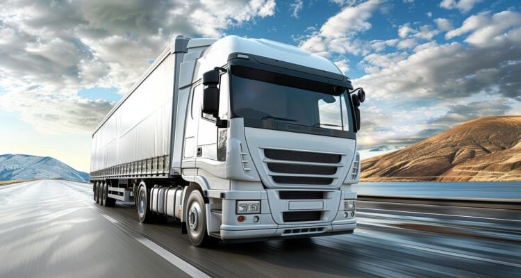 White truck on the road