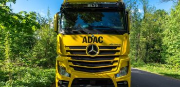 Yellow truck in the countryside