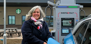 Secretary of State for Transport Heidi Alexander visits InstaVolt's new superhub EV car park.