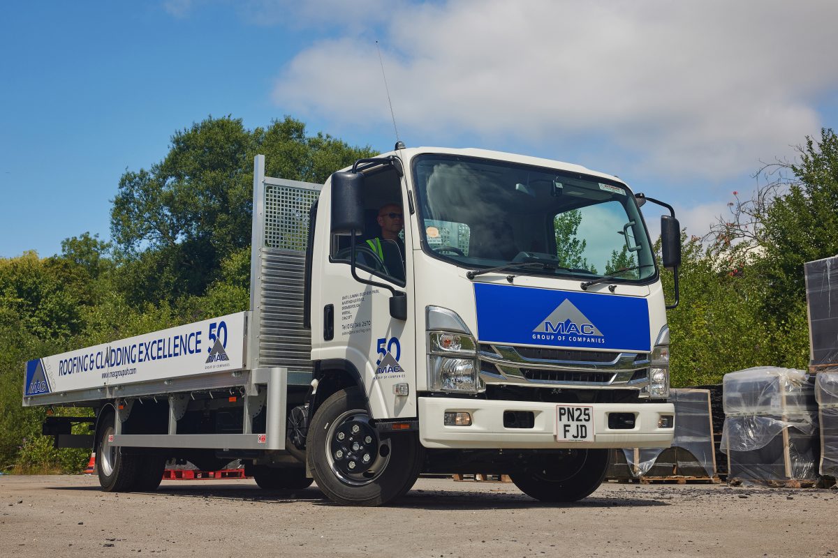Mac roofing celebrates 50 years with new isuzu truck
