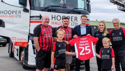 Hooper Haulage with Lincoln City FC executive Bobby Coppings