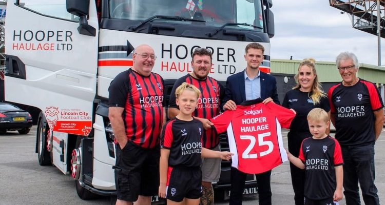 Hooper Haulage with Lincoln City FC executive Bobby Coppings